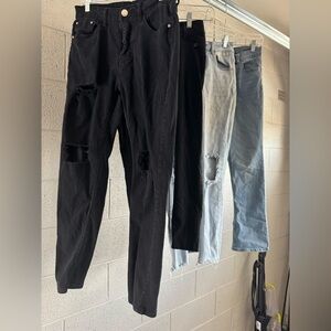 Stylish Ripped Jeans for Women/Youth - Black and Light Blue